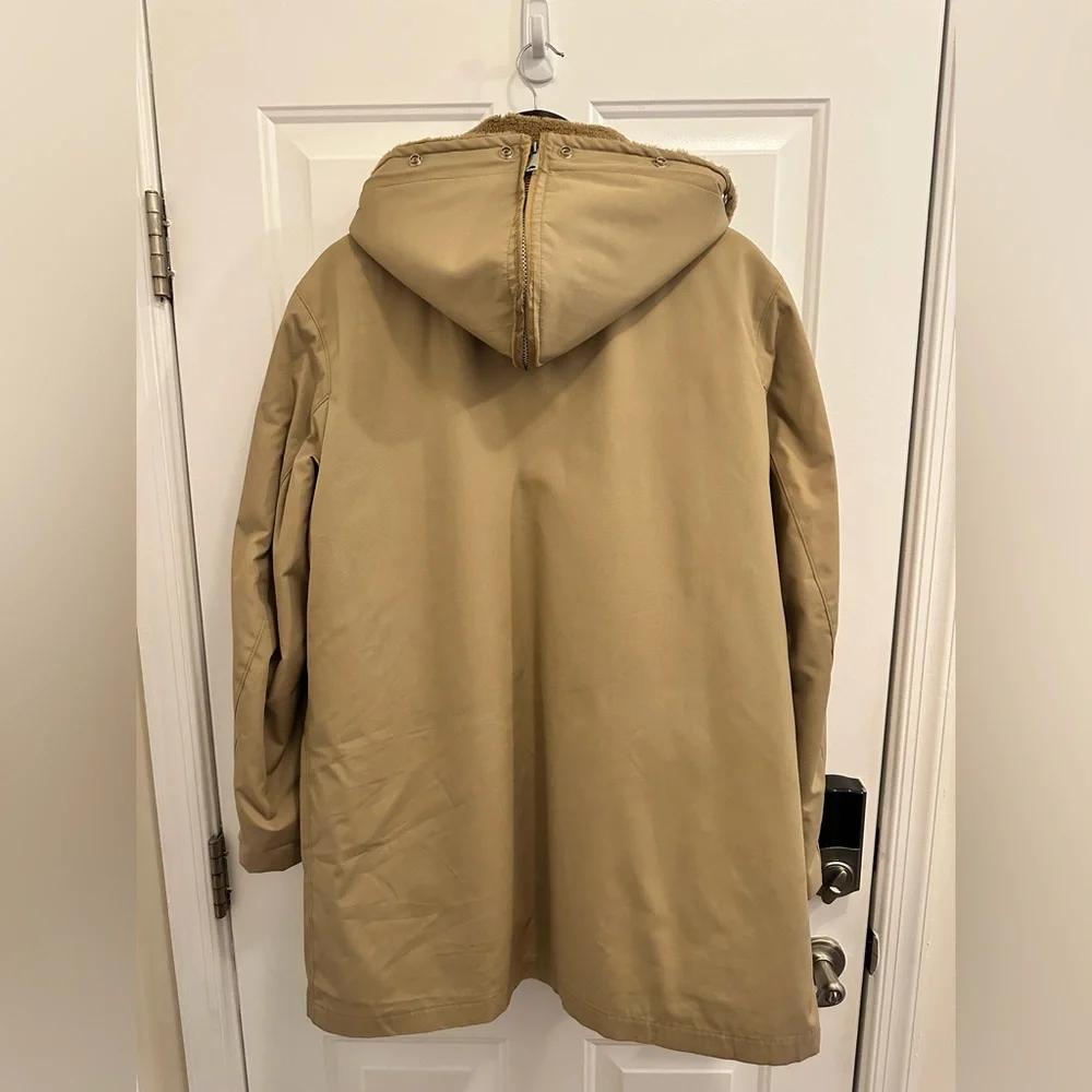 Mighty Mac Coat Jacket Fleece Lined Overcoat with zipped Hood Tan USA Made